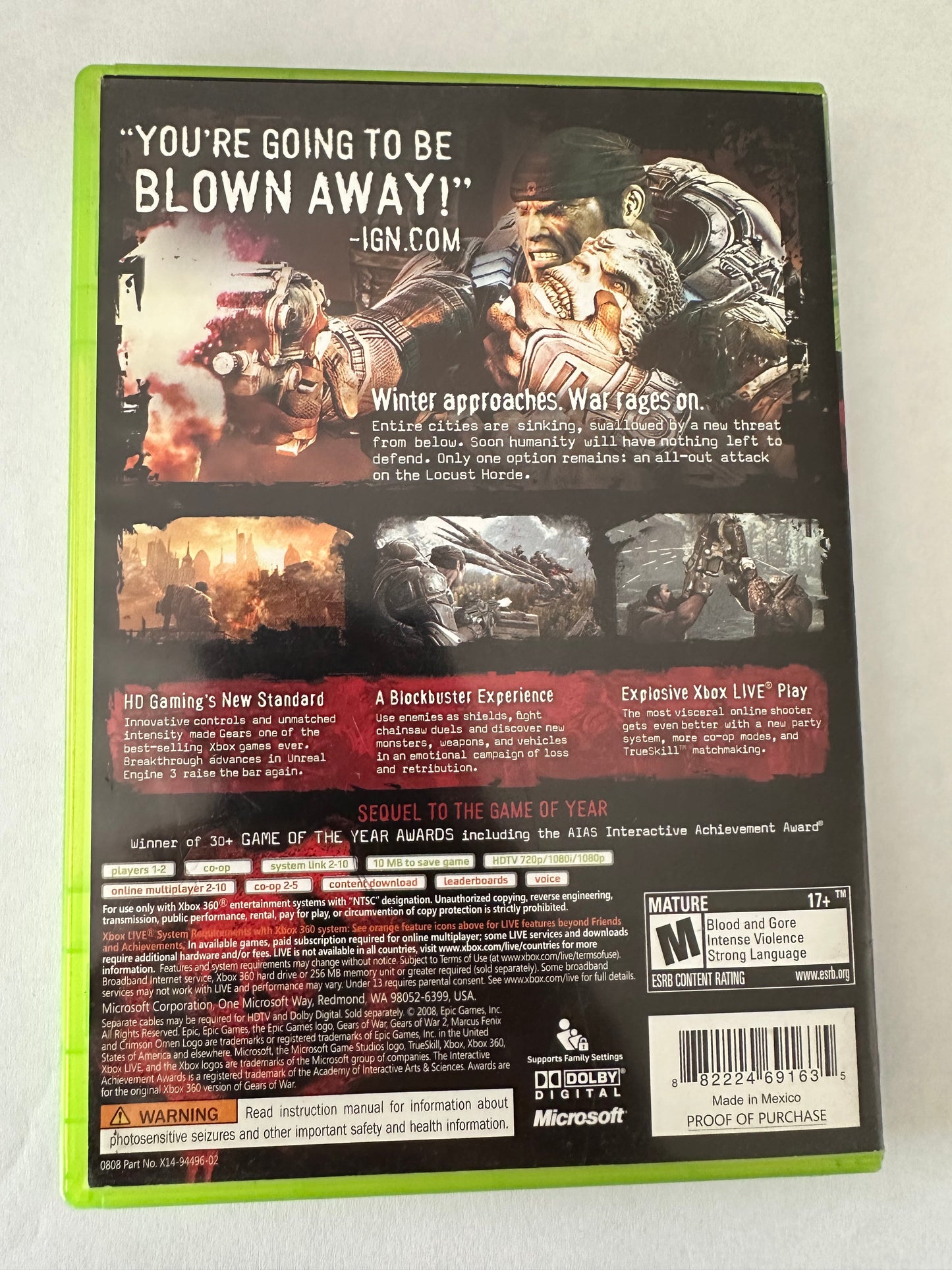 Gears of wars 2 for the Xbox 360. Missing Manual