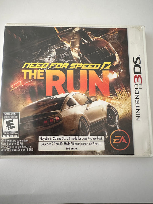 Need for speed The run for the Nintendo 3ds. No manual