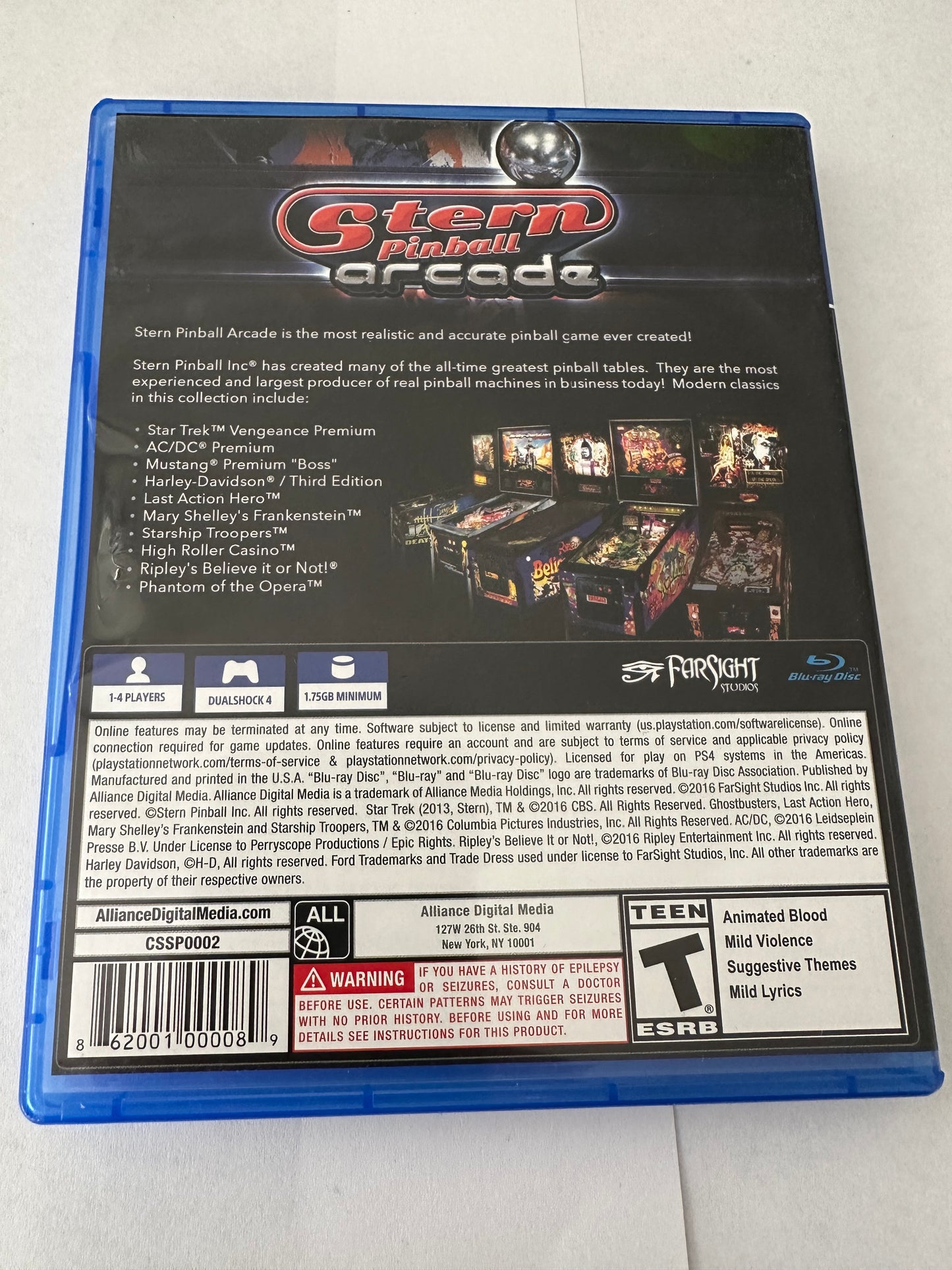 Stern pinball arcade for the PlayStation 4