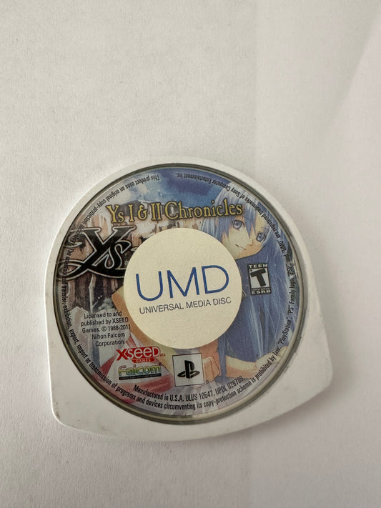 Ys I & ii chronicles foe the PSP. Disc only.