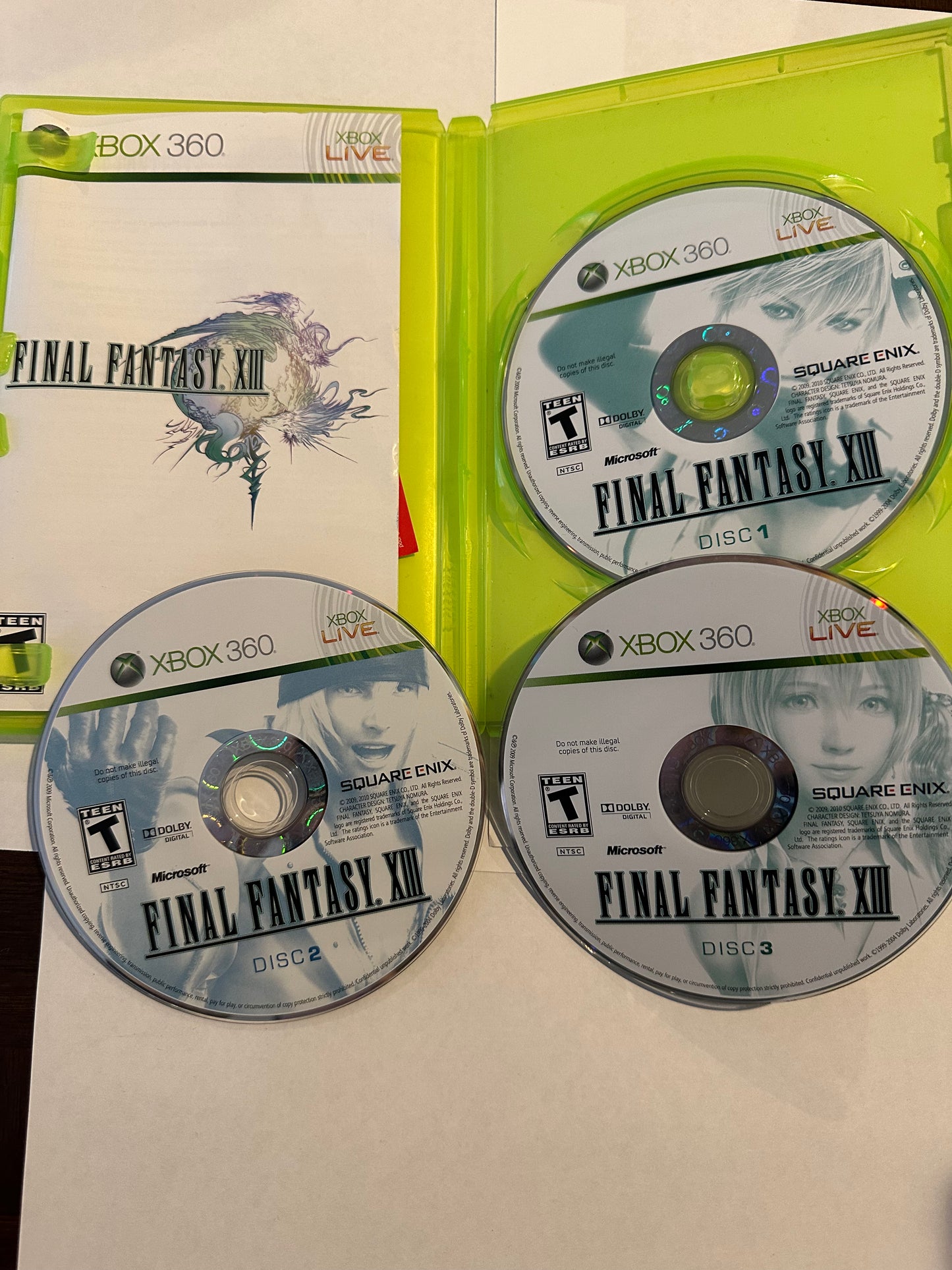 Final fantasy XIII for the Xbox 360. Has 3 discs